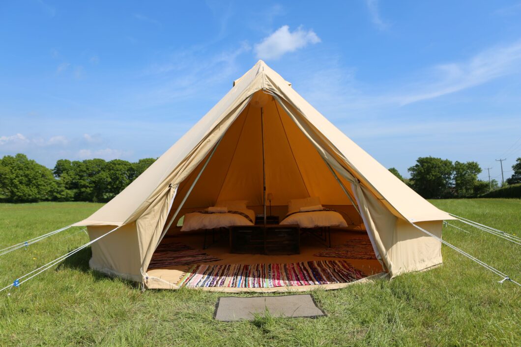 Furnished glamper at The Pop-Up Camp, unofficial glamping for the Oasis concerts at Knebworth 2027